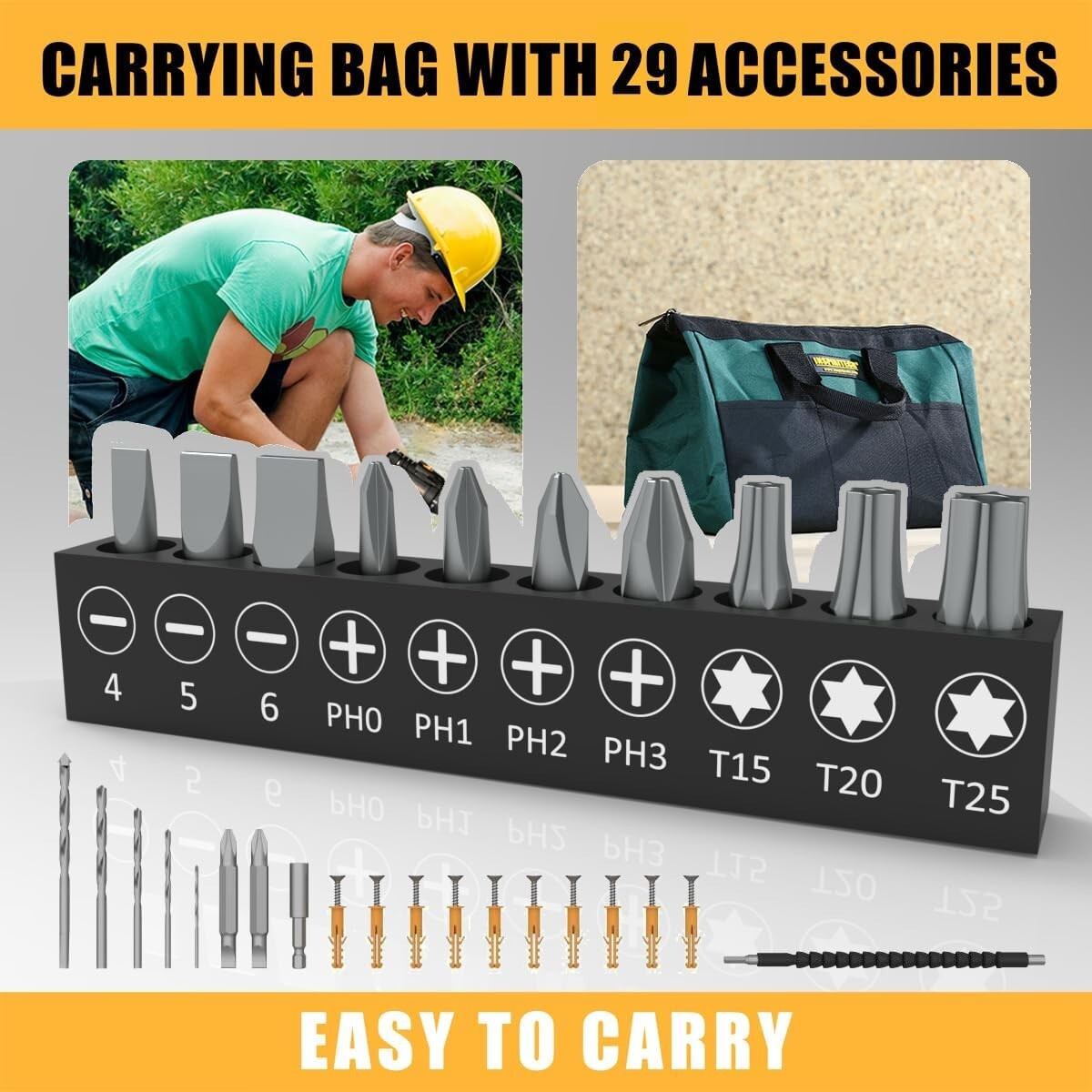 Versatile 20V Cordless Drill with 24-Torque Settings, 2 Batteries Included