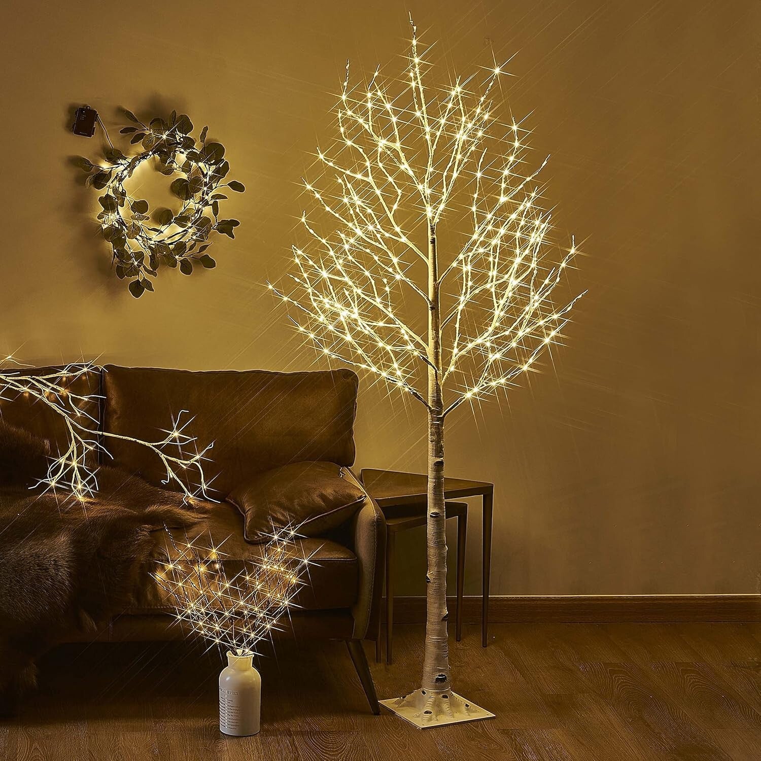 Stylish 6FT Birch Tree Featuring 330 Fairy Lights - Ideal for Indoor/Outdoor Use