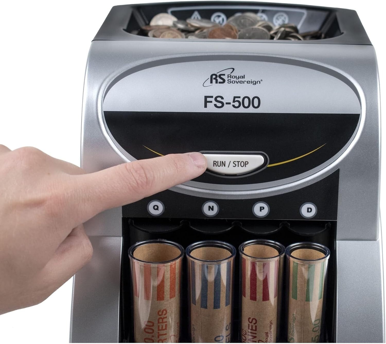 Efficient One-Row Coin Sorter with Patented Anti-Jam Tech and Overflow Tray