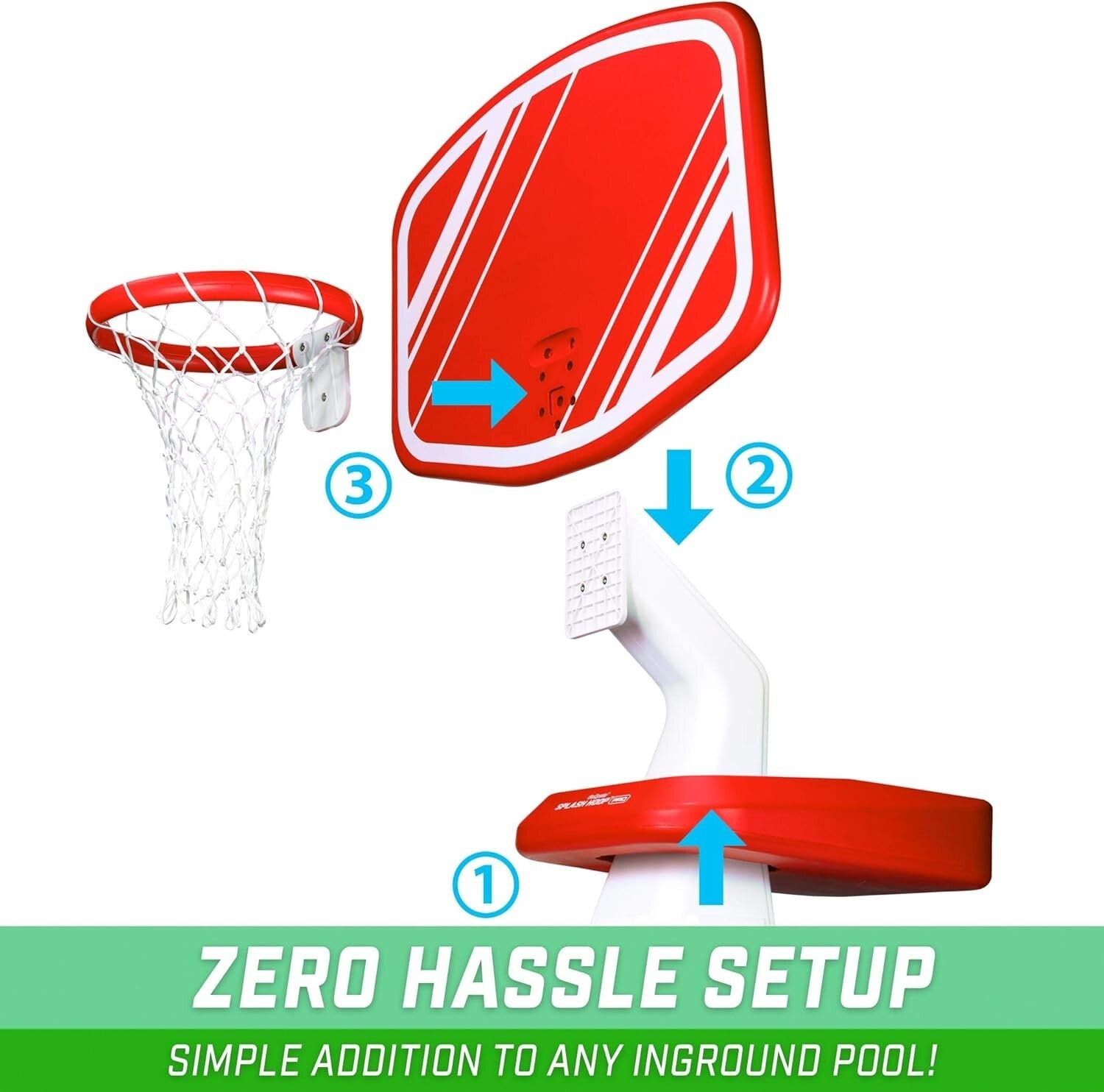All-in-One Splash Hoop PRO: Pool Basketball Setup with Balls & Pump Included