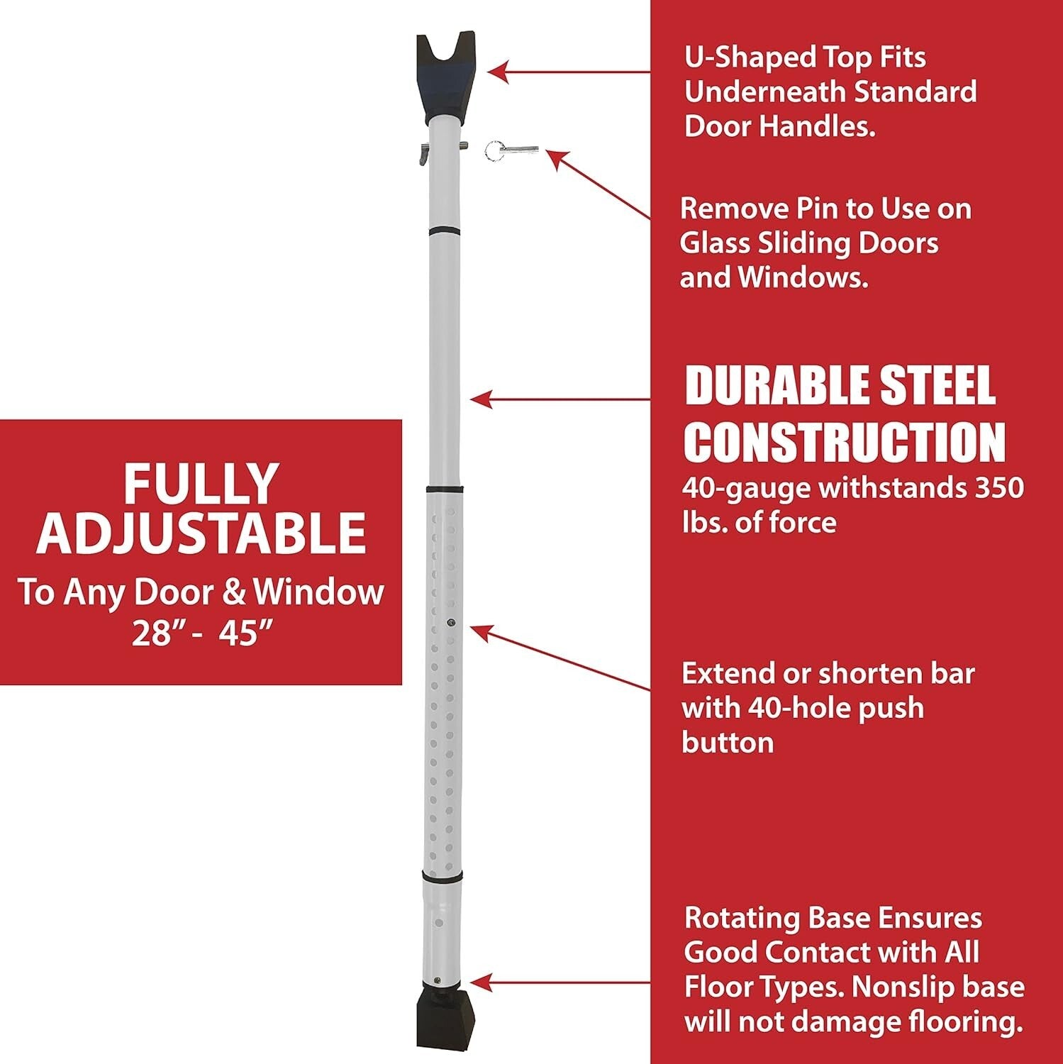 Portable Adjustable Door Bar - Ultimate 40-Gauge Security for Home & Travel
