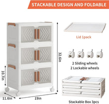 Load image into Gallery viewer, 3 Pack Space-Saving Storage Bins with Lids - Stackable, Foldable Convenience