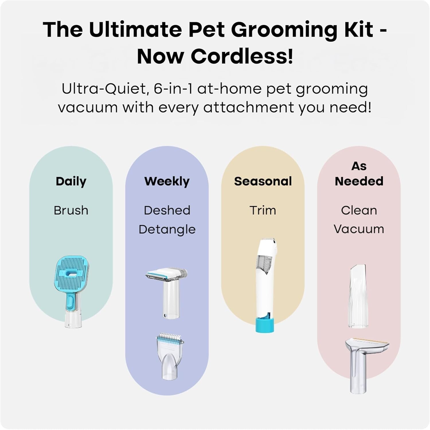 Effortless Dog & Cat Grooming Vacuum: Cordless, Quiet & HEPA Filtration Power