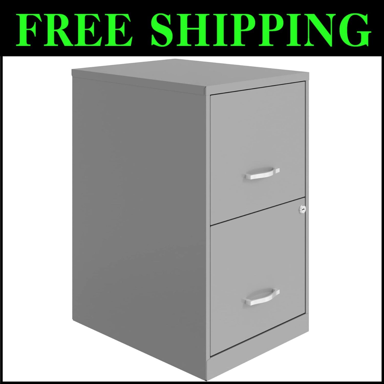 Durable 2-Drawer Silver File Cabinet - Secure Storage for Letter-Size Files