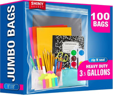 Load image into Gallery viewer, Jumbo 3.5 Gallon Clear Storage Bags - 100 Count for Travel &amp; Home Organization