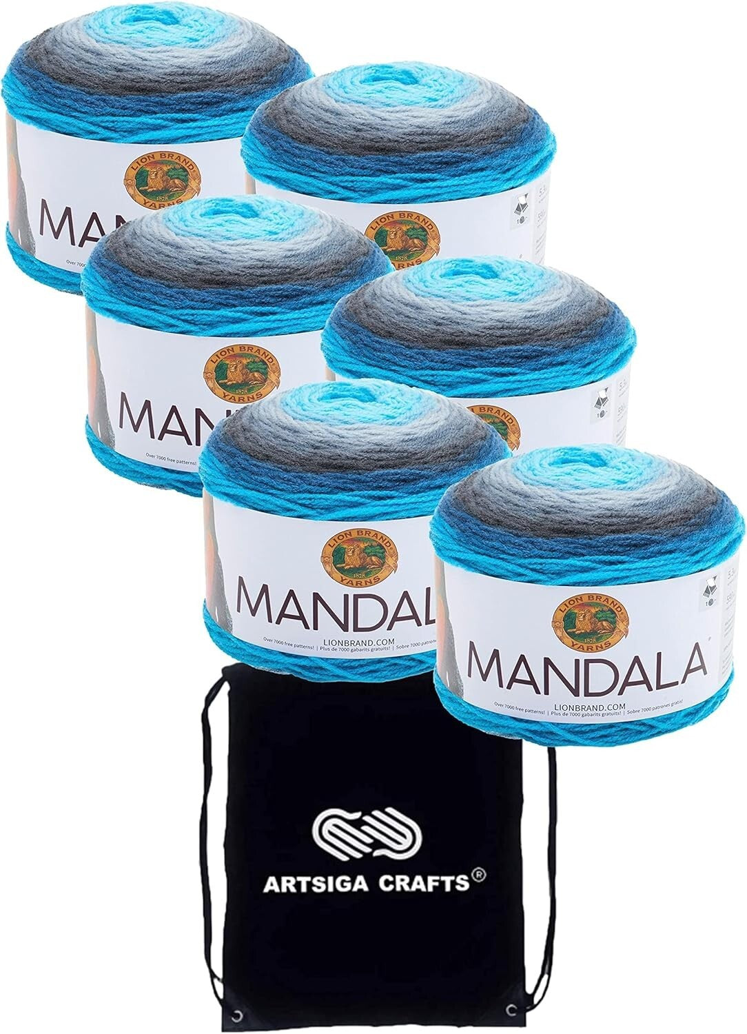Enchanting Mandala Spirit DK Yarn Pack - 6 Same Dye Lot Skeins & Project Bag