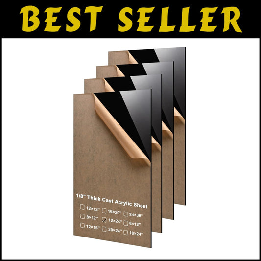 High-Quality 12x24 Plexiglass Black Acrylic Sheets - Perfect for Custom Projects