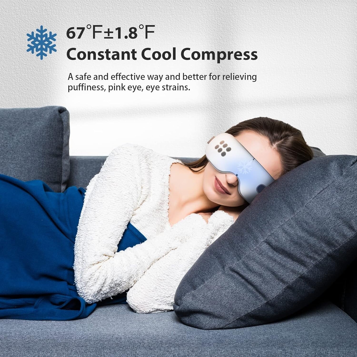 Bluetooth Eye Massager with Heat & Cooling – Relieve Migraines & Dark Circles