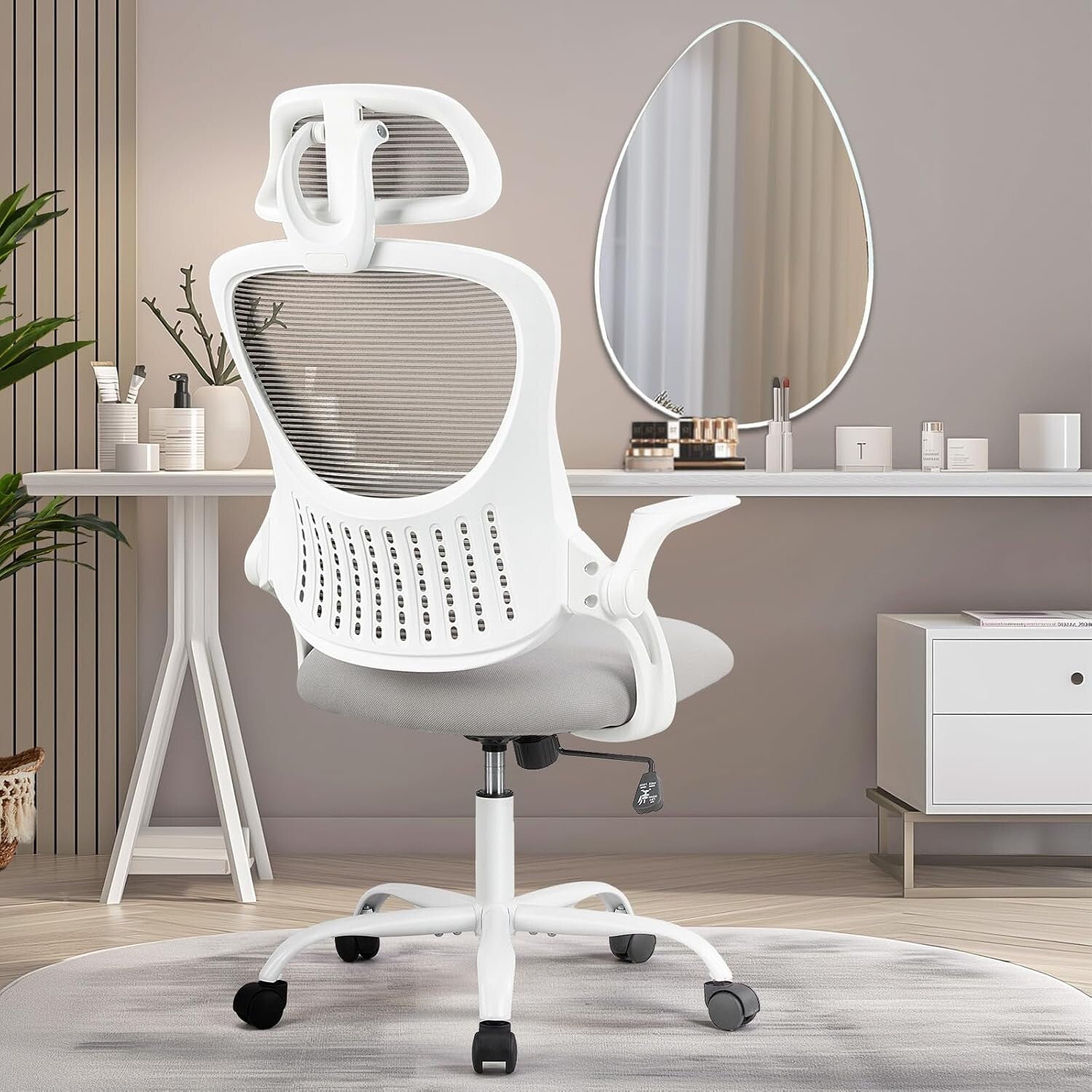Modern Grey Ergonomic Swivel Chair with Adjustable Height and Comfortable Design
