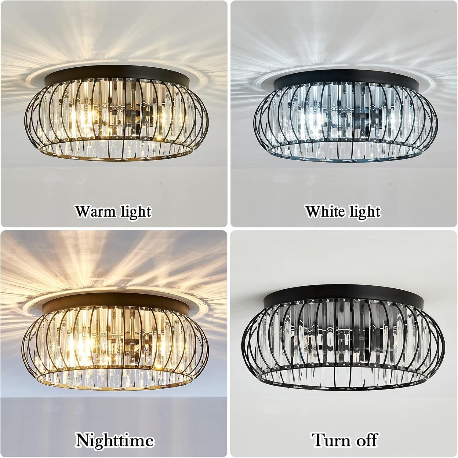 Elegant Indoor Crystal Flush Mount Light – Perfect for Hallways and Living Rooms