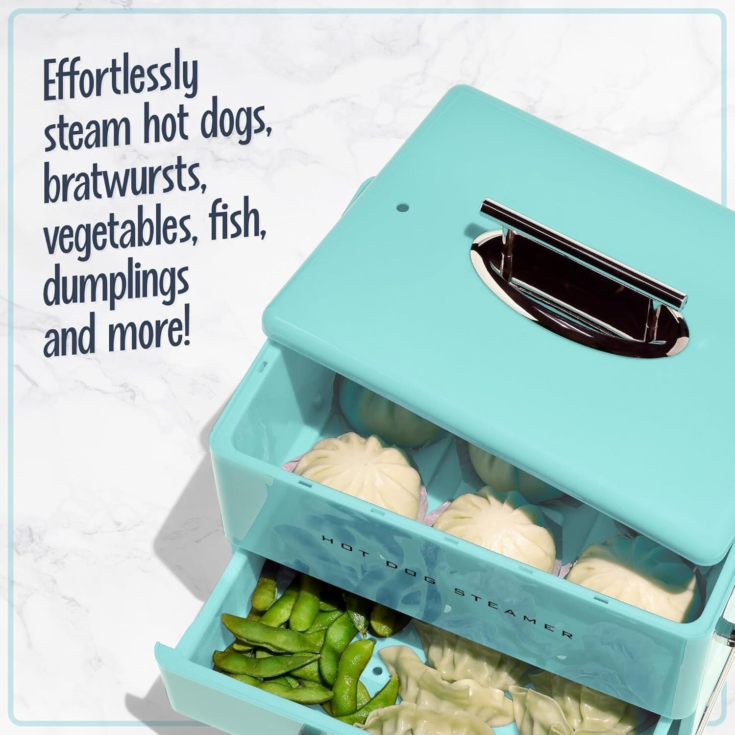 Aqua Hot Dog Steamer with Bun Warmer - Perfect for Parties & Gatherings