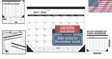 Load image into Gallery viewer, 2025-2026 Large Desk Calendar 22 x 7 - Classic Black for Professional Planning