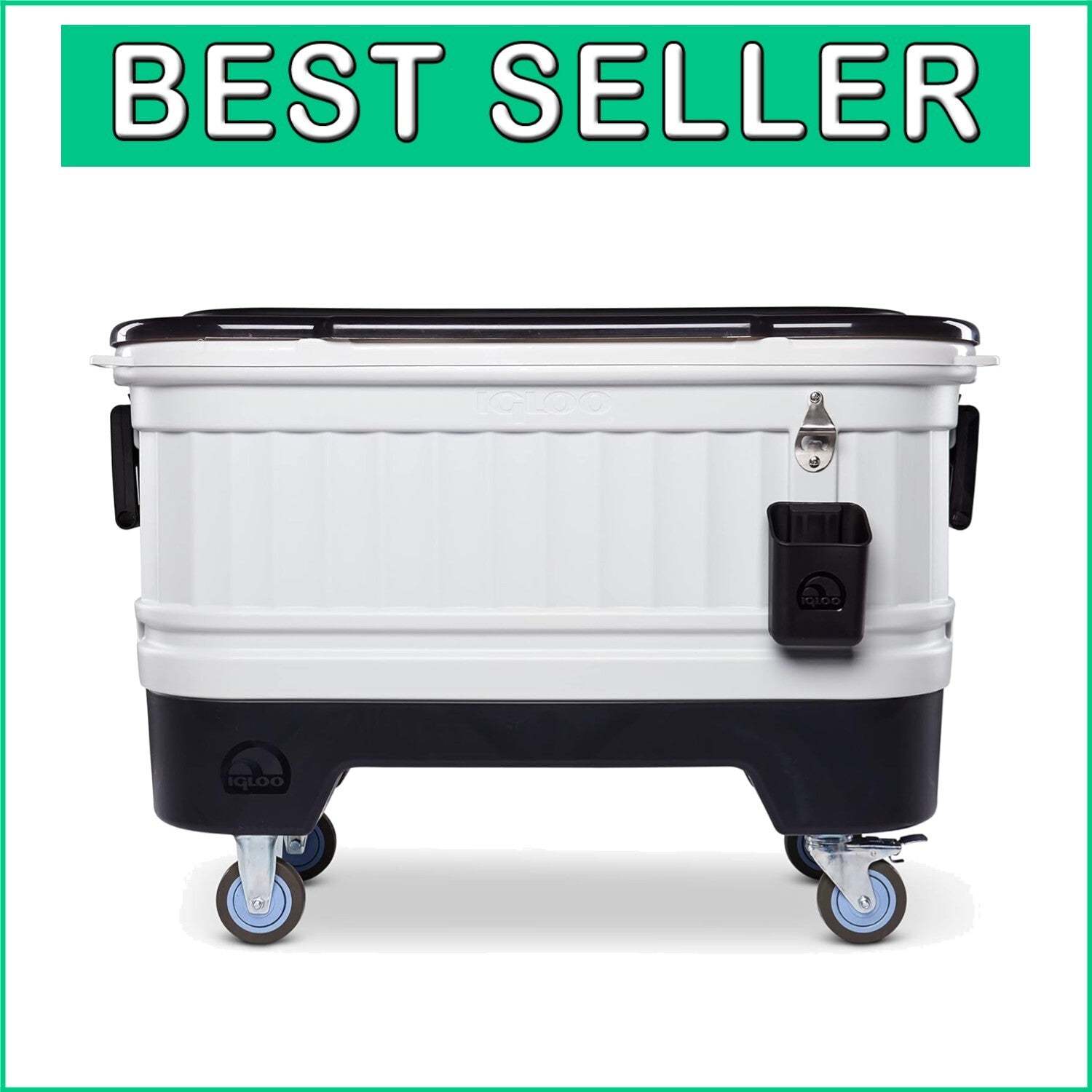 125 Quart Insulated Hard Shell Ice Chest Cooler with Bottle Opener - Party Bar