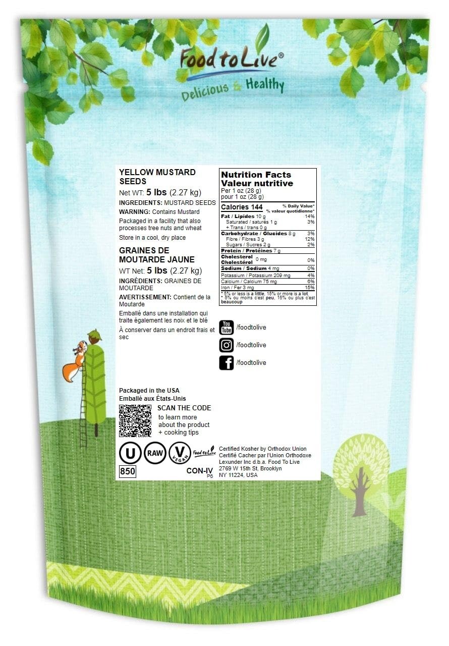 Whole Yellow Mustard Seeds, 20 Pounds - Natural, Pungent Flavor for Cooking