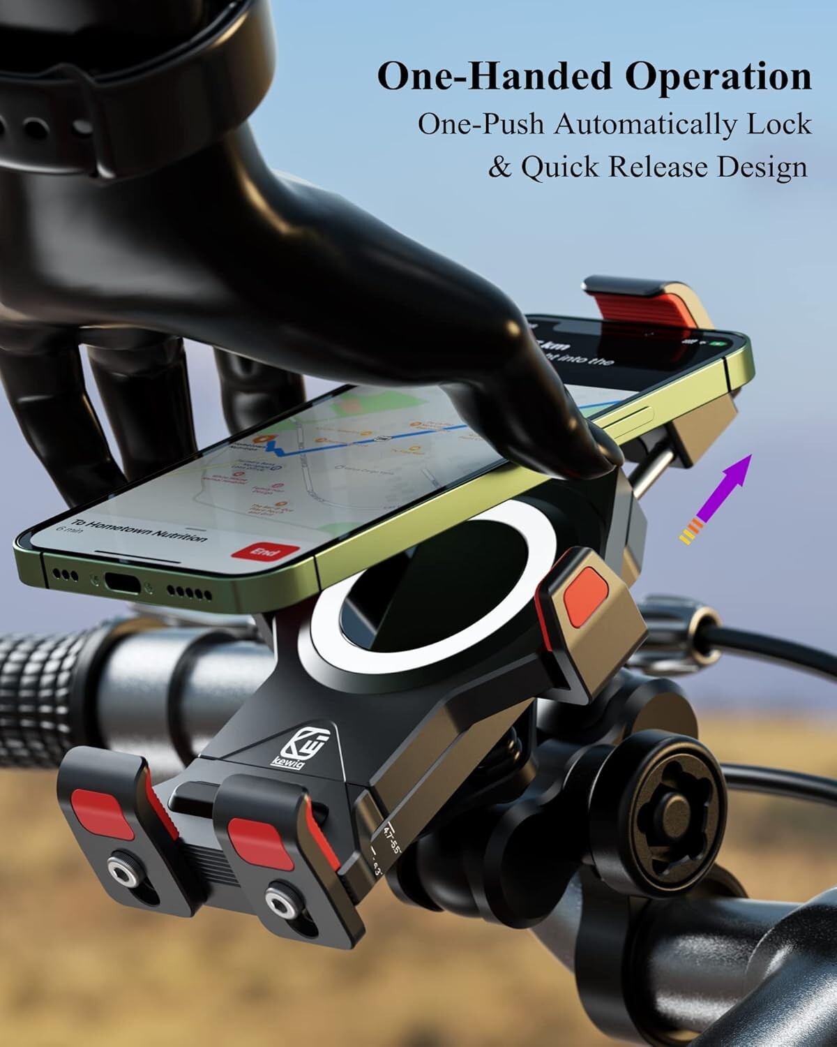 Aluminum Motorcycle Phone Mount - Vibration Dampener & Quick Lock for 4.7-7.2...