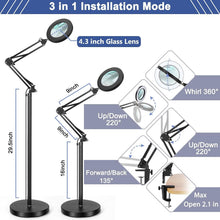 Load image into Gallery viewer, Stepless Dimmable 10X Magnifying Floor Lamp with 3 Color Modes &amp; LED Light