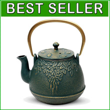 Load image into Gallery viewer, Stovetop Safe Japanese Cast Iron Teapot, 40 Oz with Enameled Interior &amp; Infuser