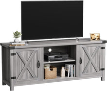 Load image into Gallery viewer, Rustic Gray Wash Barn Door Media Console - Ideal for Living Room and TV Storage