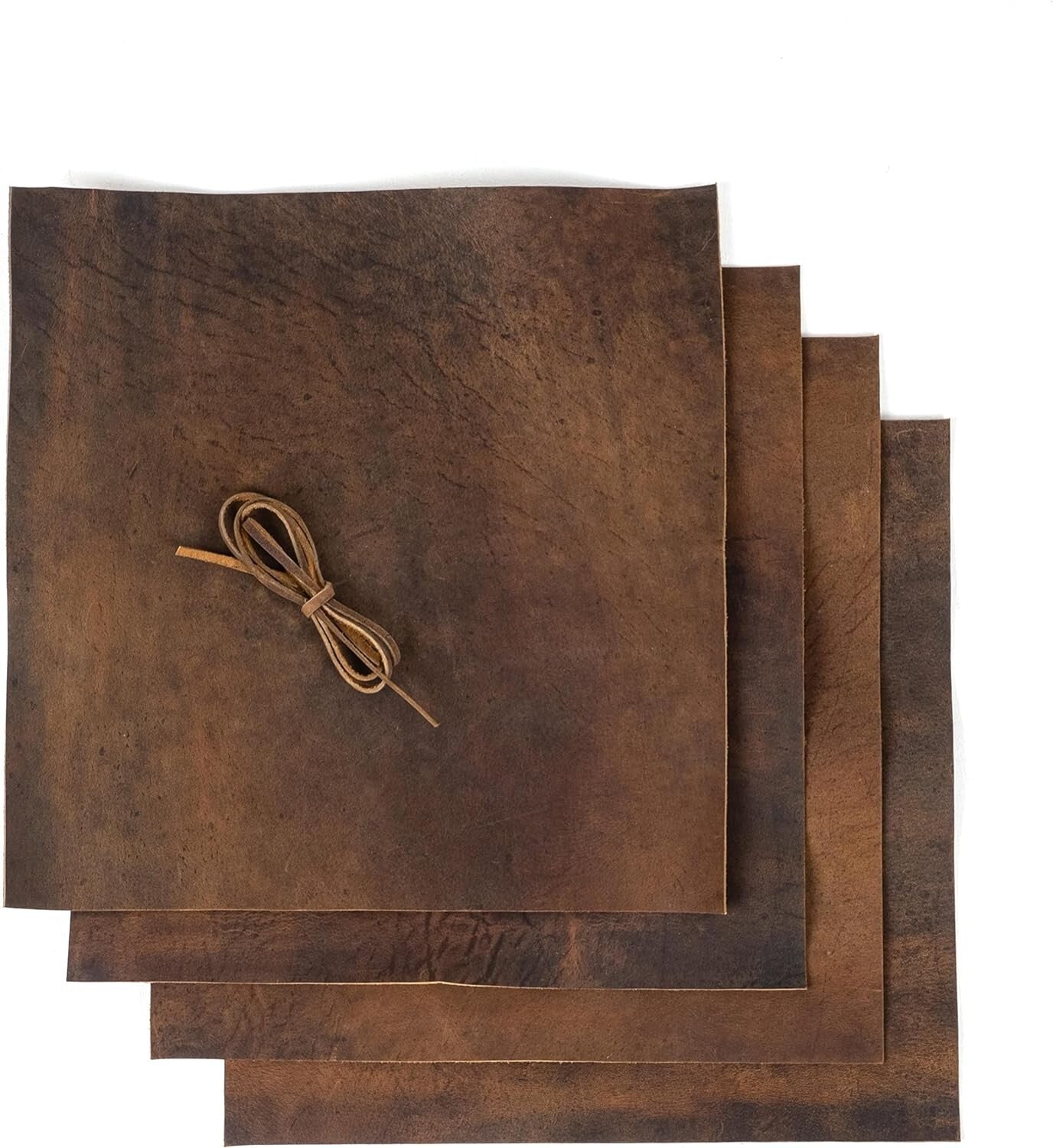 Soft Antique Brown Leather Crafting Sheets - Set of 4 Ideal for DIY Projects