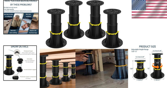 Sturdy Plastic Bed Frame Support Legs - Telescopic Design & Noise-Reducing