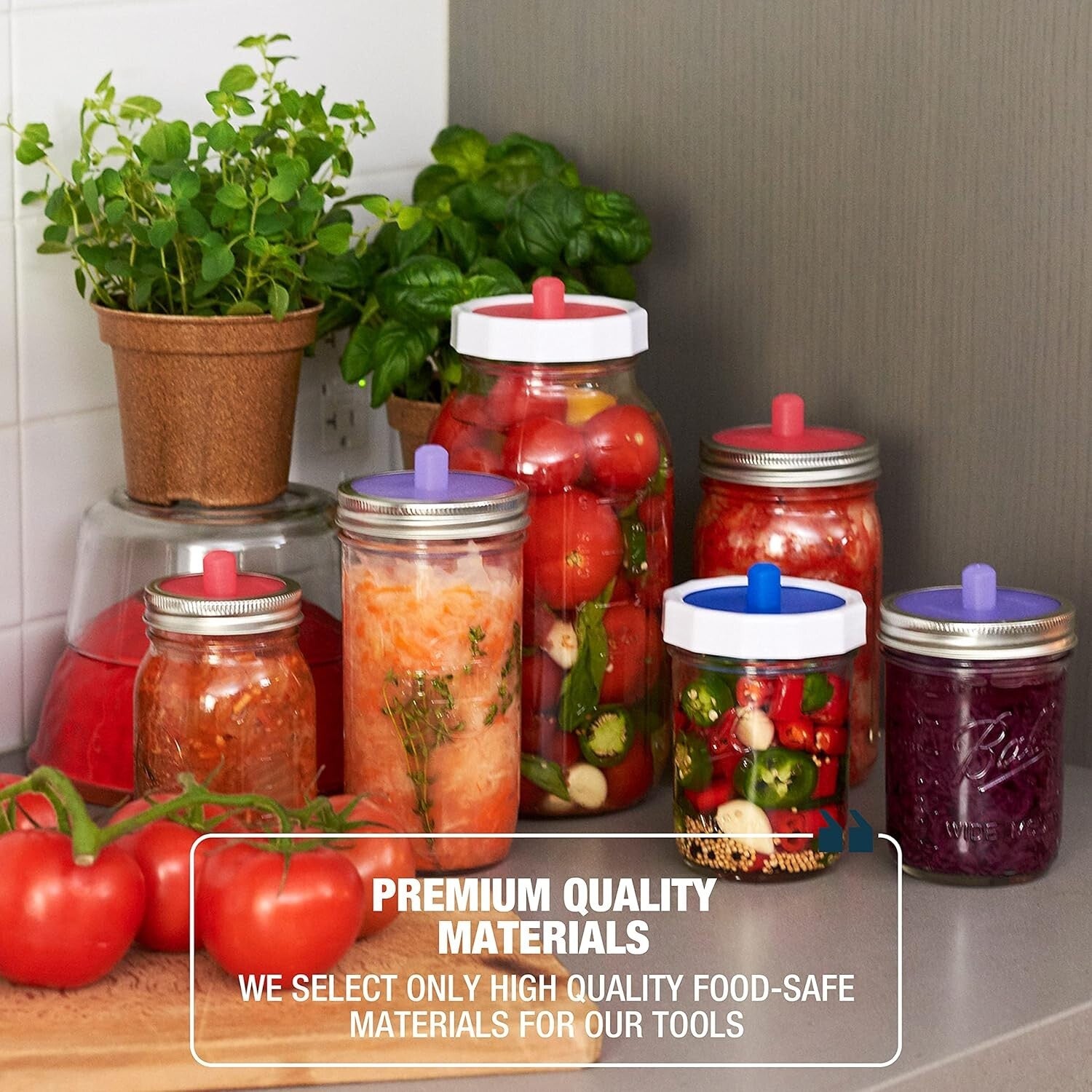 Durable 9-Piece Mason Jar Fermentation Kit - Make Sauerkraut & Kimchi Easily