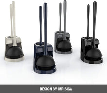 Load image into Gallery viewer, Heavy-Duty Black Toilet Plunger and Nylon Brush Set with Storage Holder