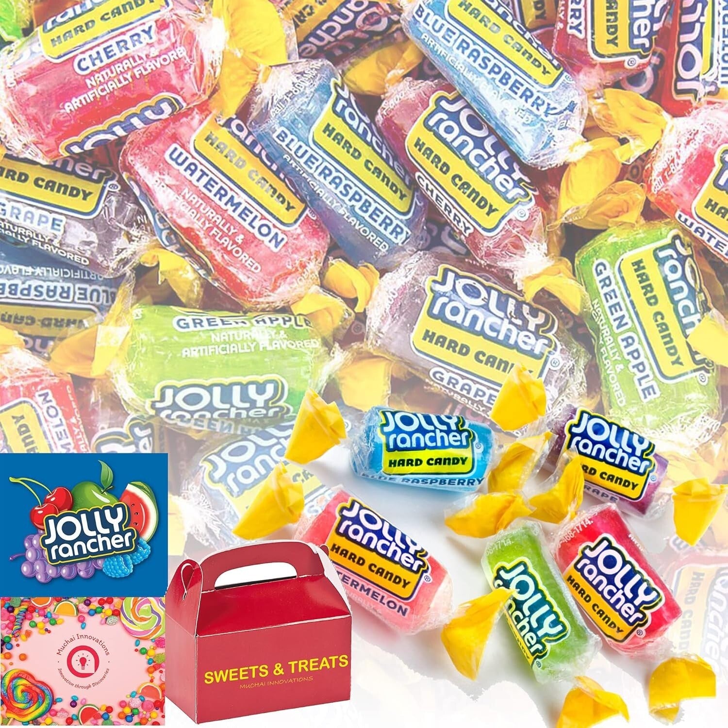 Assorted Jolly Rancher Hard Candy - Blue Raspberry, Cherry & More - 5 Lbs