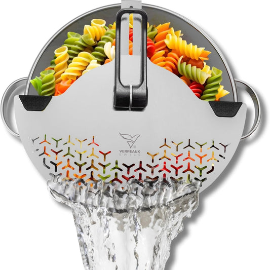 Premium Stainless Steel Clip-On Pasta Strainer 5.5-10'' - Space-Saving Design