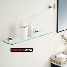 Load image into Gallery viewer, Durable Chrome Bathroom Glass Shelf - 20x5 Inches, Water-Resistant, Pack of 2