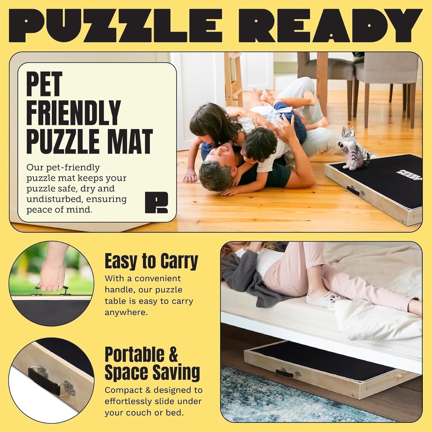 41" x 32" Jigsaw Puzzle Table with Removable Felt Mat - Ideal for Puzzle Lovers
