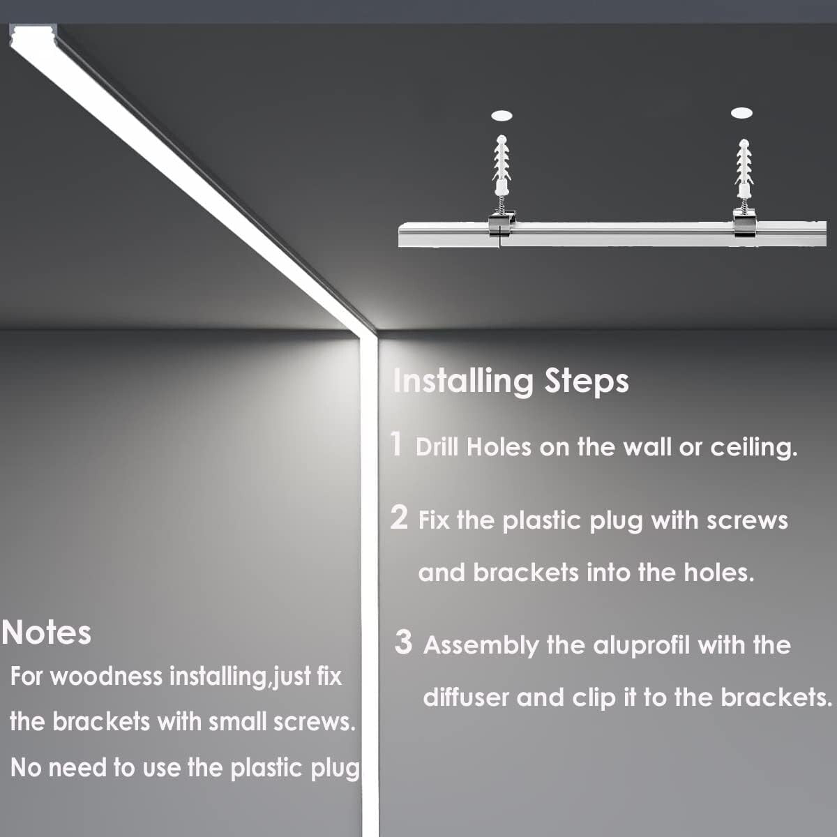 20-Pack Customizable 3.3Ft Black LED Aluminum Channels for Easy Installation