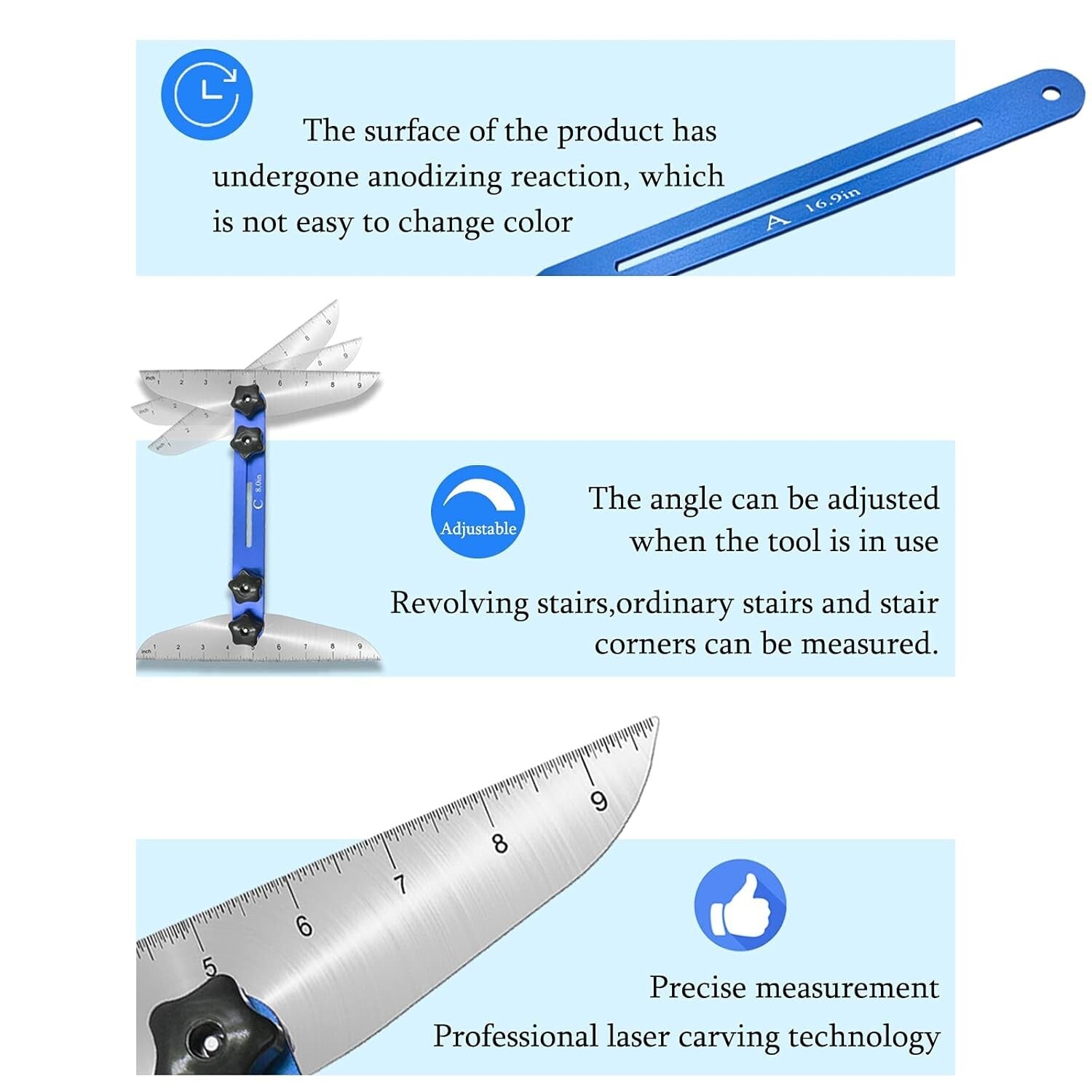 High-Quality Adjustable Stair Template Tool - For Precise Measurements & Cuts