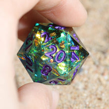 Load image into Gallery viewer, Handmade Peachy Galaxy Turquoise DND Dice Set - Unique Polyhedral Collection