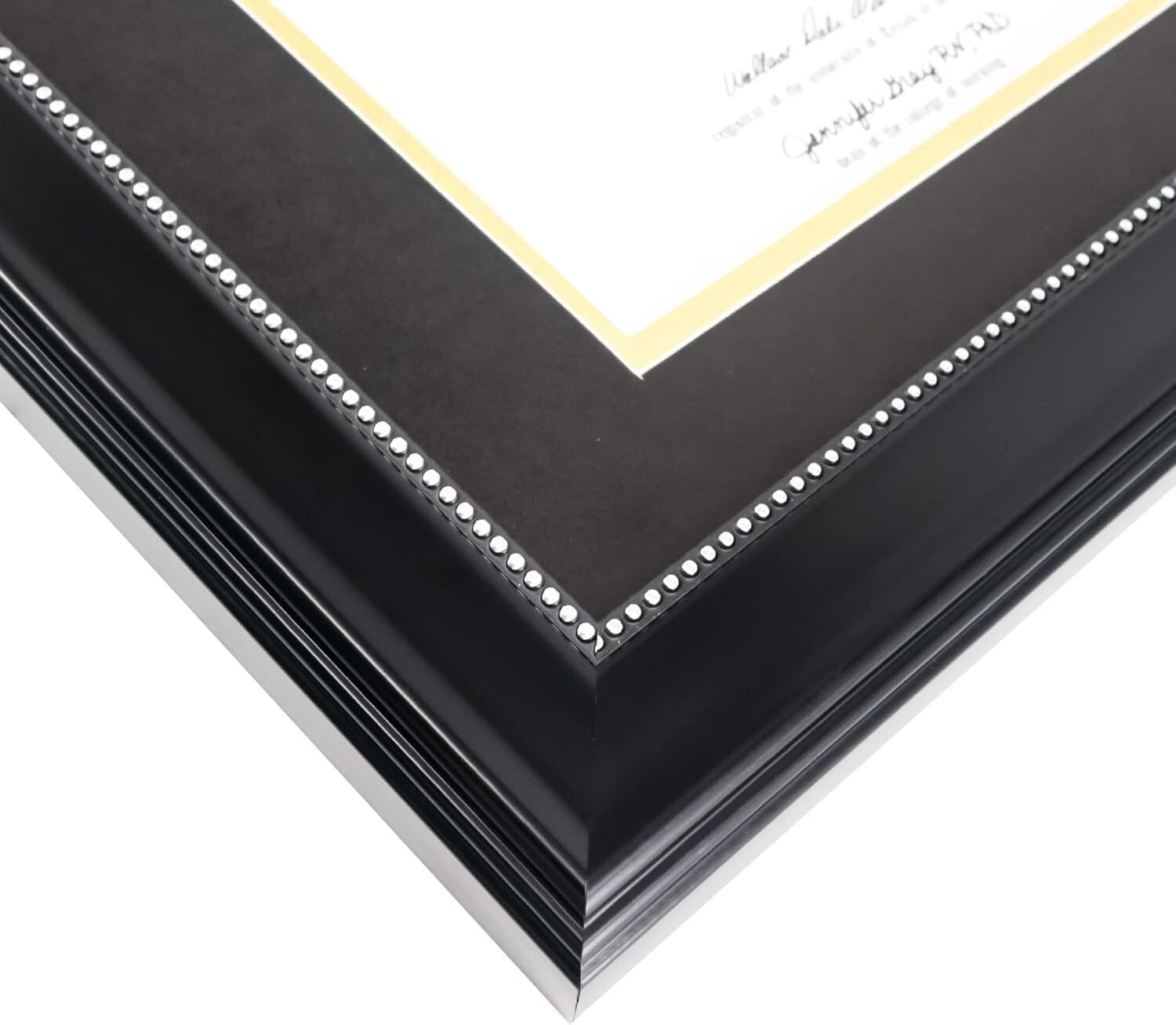 Elegant 2-Pack 8.5x11 Diploma Frame with UV Protection - Black & Silver Beads