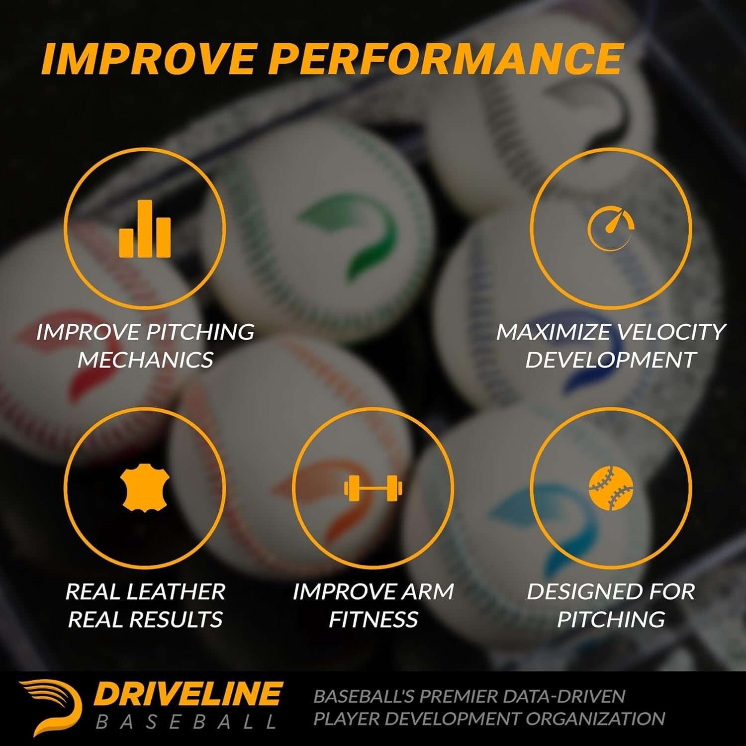 6-Piece Real Leather Weighted Pitching Balls Set with 16-Week Training Program