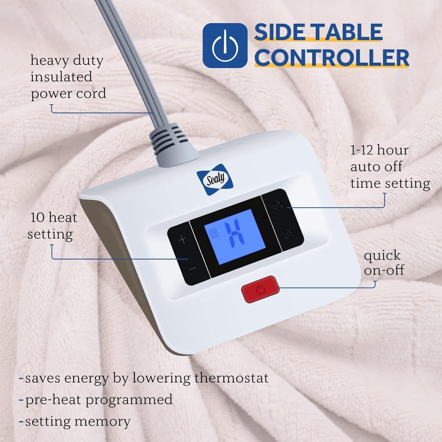 Cozy Flannel Heated Blanket - 10 Heat Levels & Auto Shut Off, Machine Washable