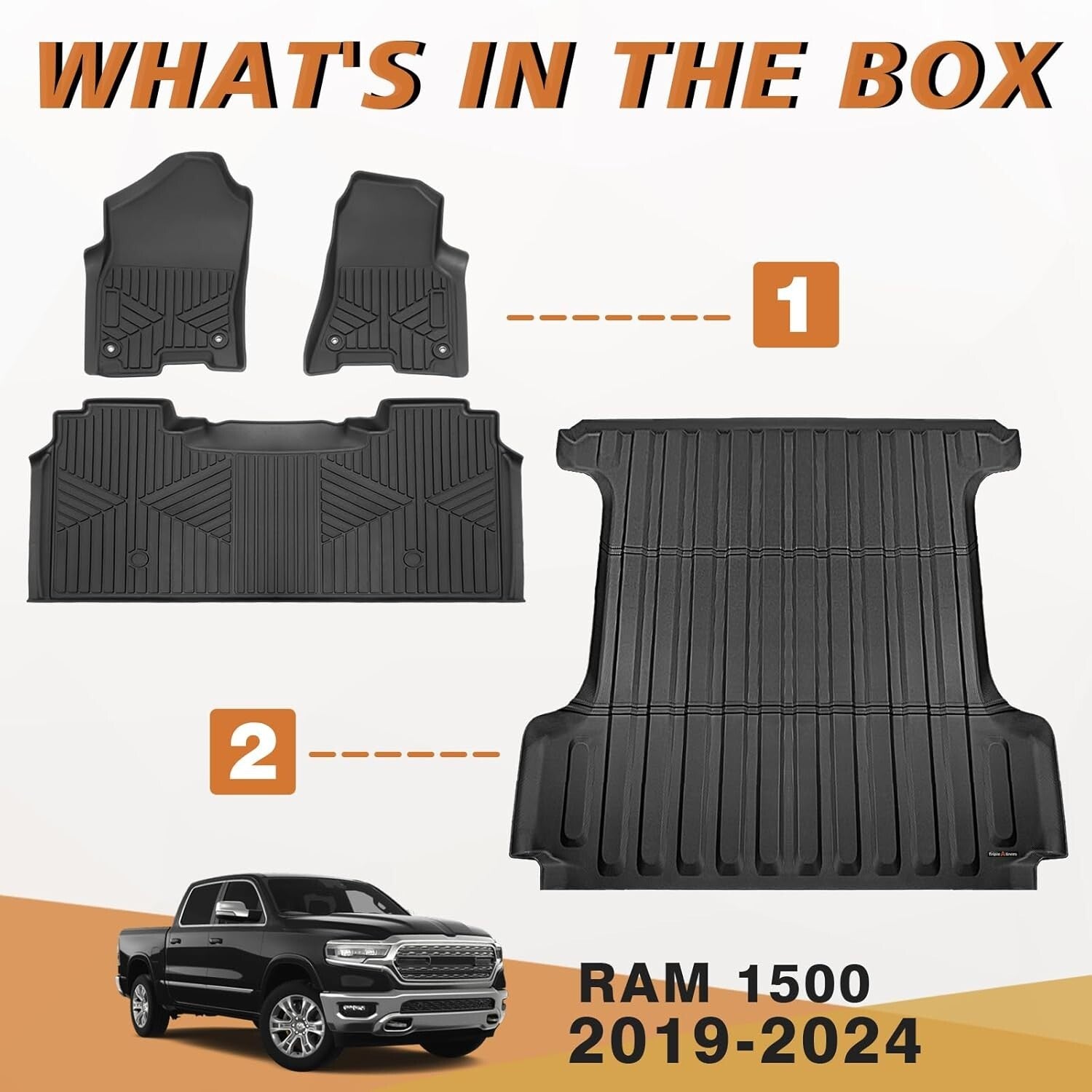 All-Weather TPE Truck Bed Mat & Full Set for 2019-2025 RAM 1500 Accessories