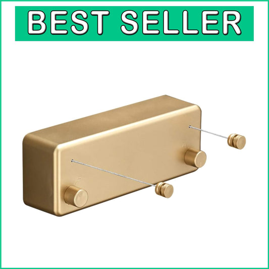 Durable Gold Retractable Clothesline with Dual Ropes - Perfect for All Clothing