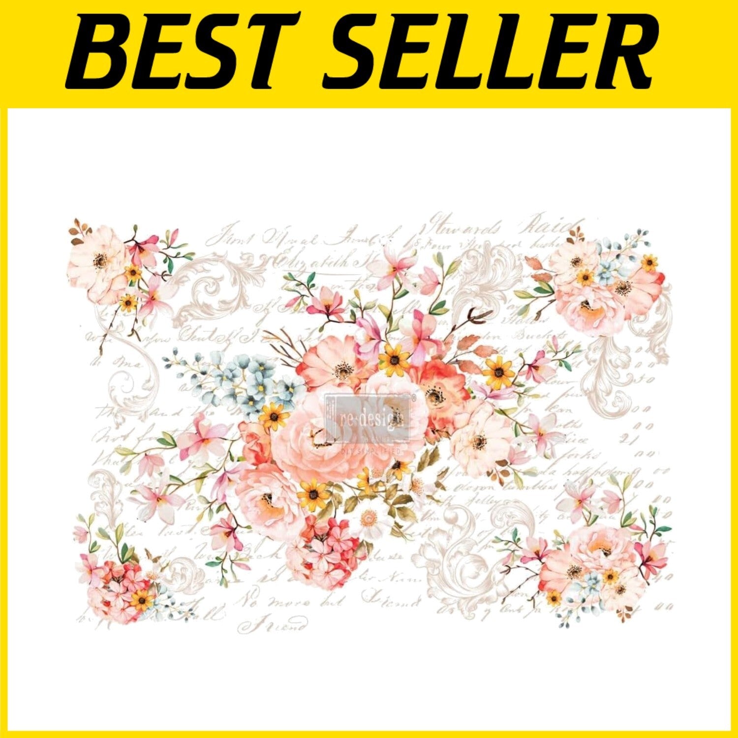 Elegant Floral Decor Transfer - 30 x 44 Inches for Versatile Interior Design