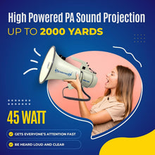 Load image into Gallery viewer, Powerful 2000-Yard 45W Megaphone with Aux Input &amp; Dual Modes - Portable Design