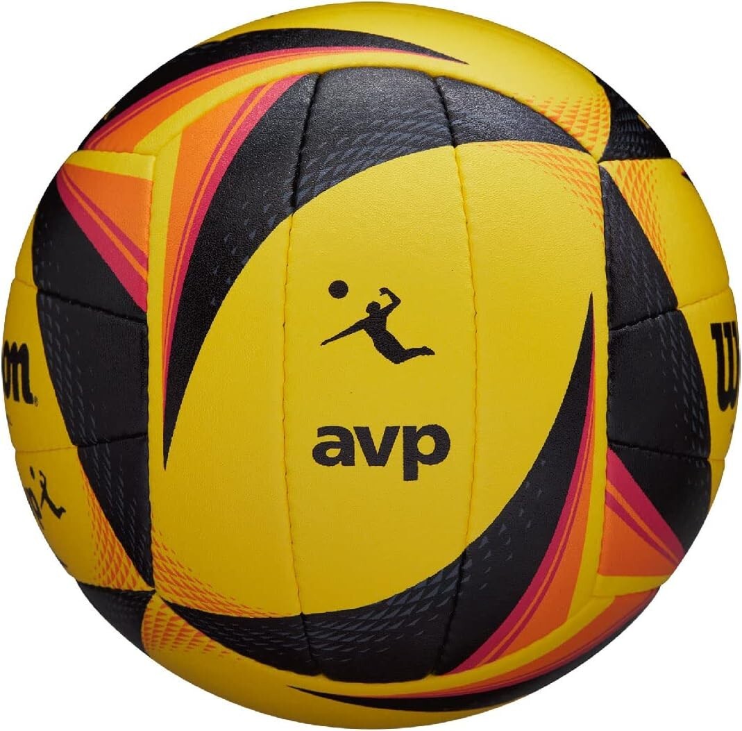 AVP OPTX Official Size Volleyball - Yellow/Black, Beach-Ready Performance