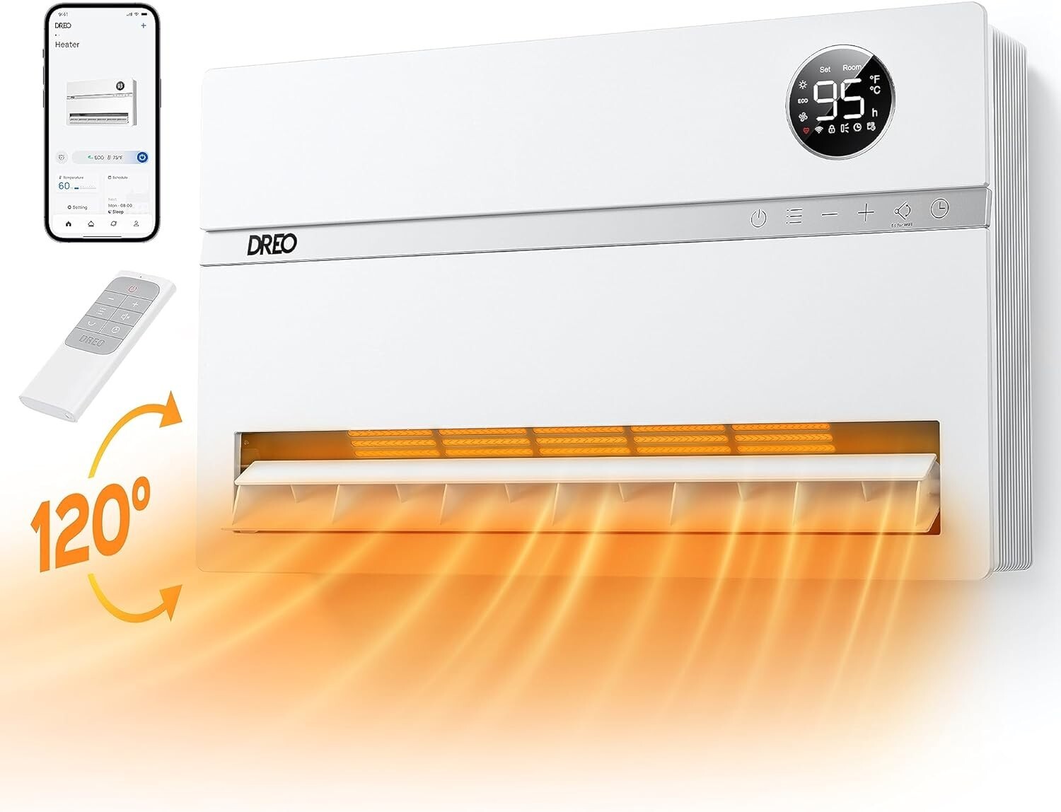 Electric Space Heater for Bedroom - 215 Sq Ft Coverage, Voice Control, 24H Timer