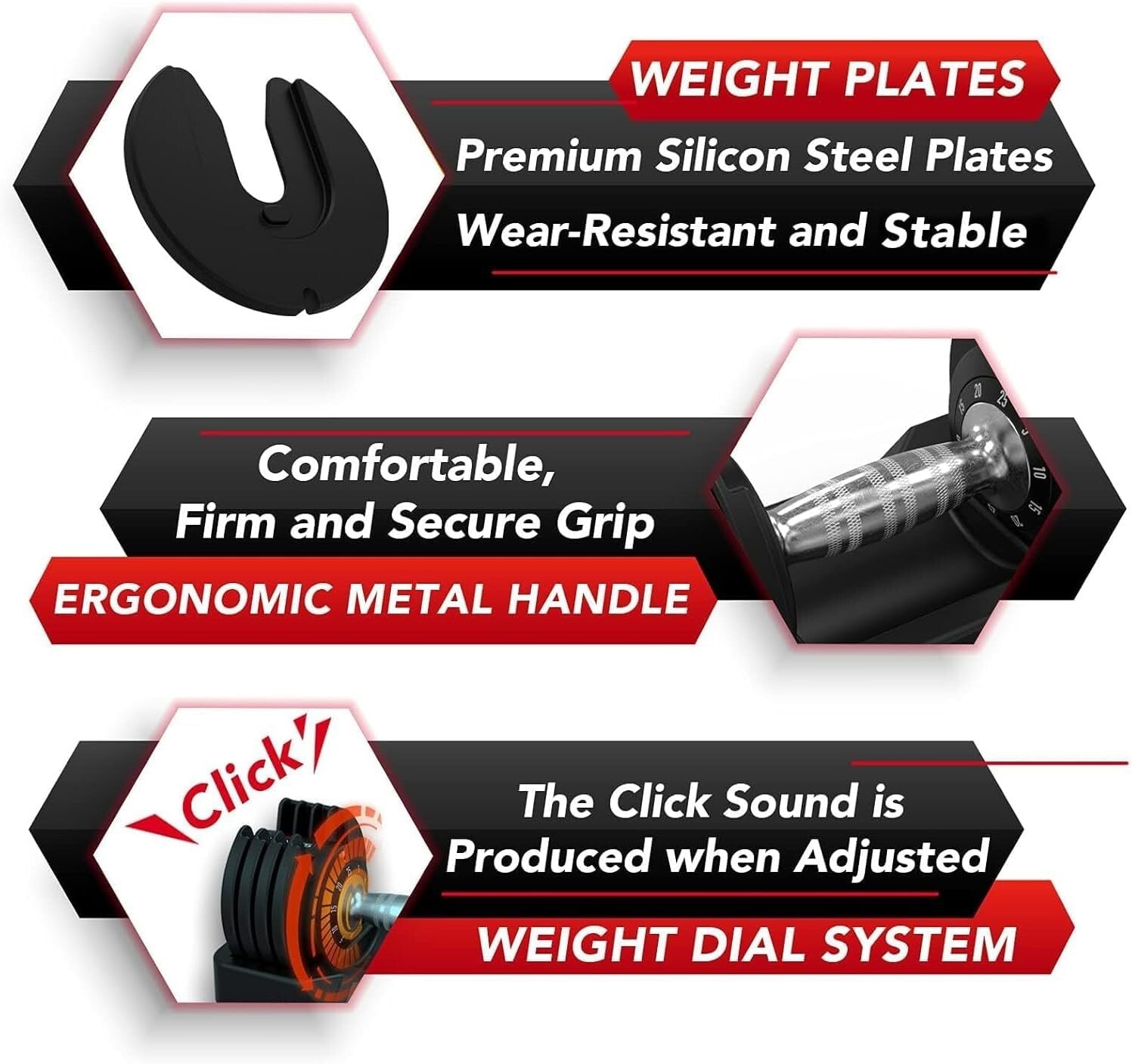 Durable Adjustable Dumbbell Set with Safety Weight Dial - 25lb/40lb/55lb/60lb