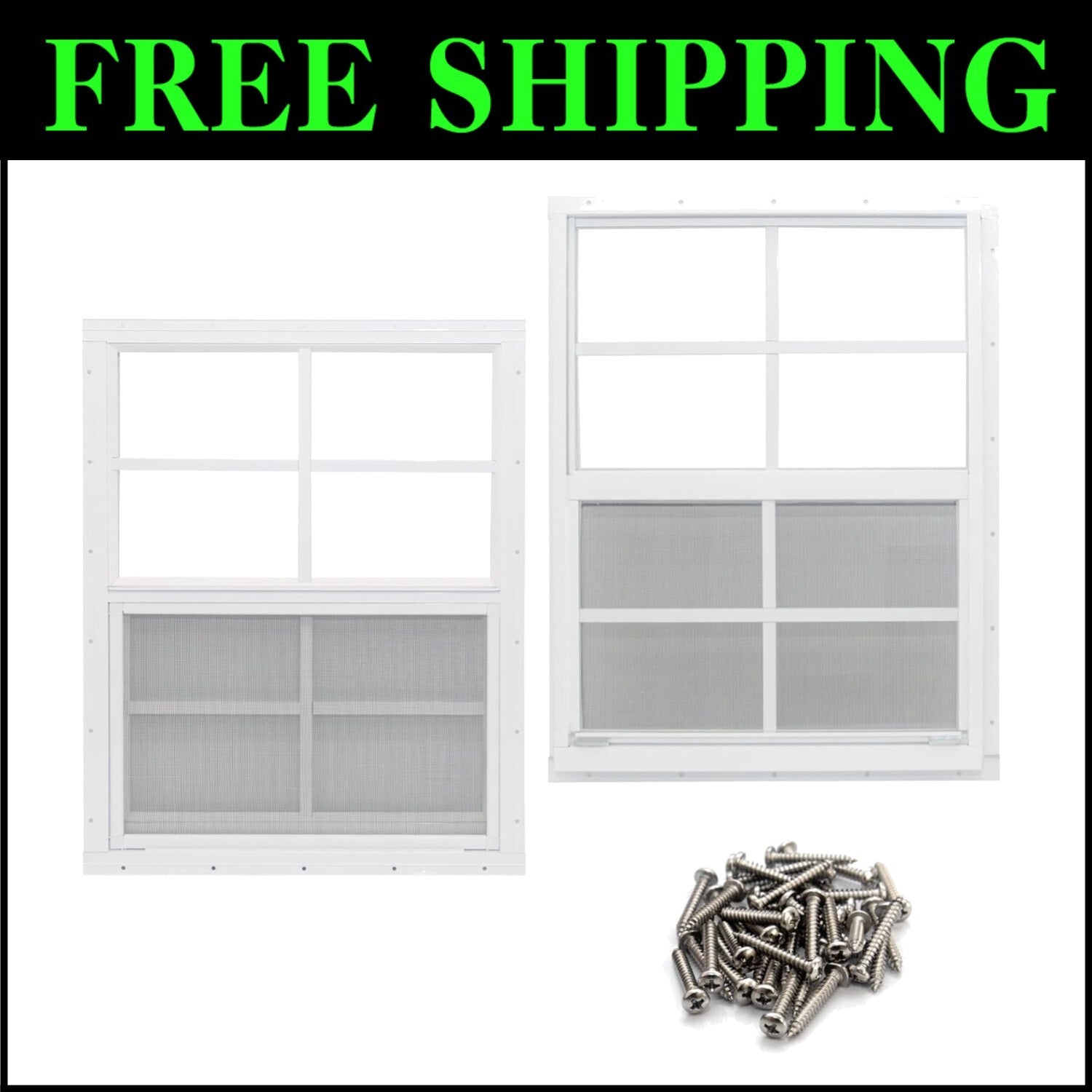Durable Flush Mount Shed Windows - 24" x 27" with Screens for Easy Ventilation