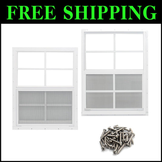 Durable Flush Mount Shed Windows - 24" x 27" with Screens for Easy Ventilation