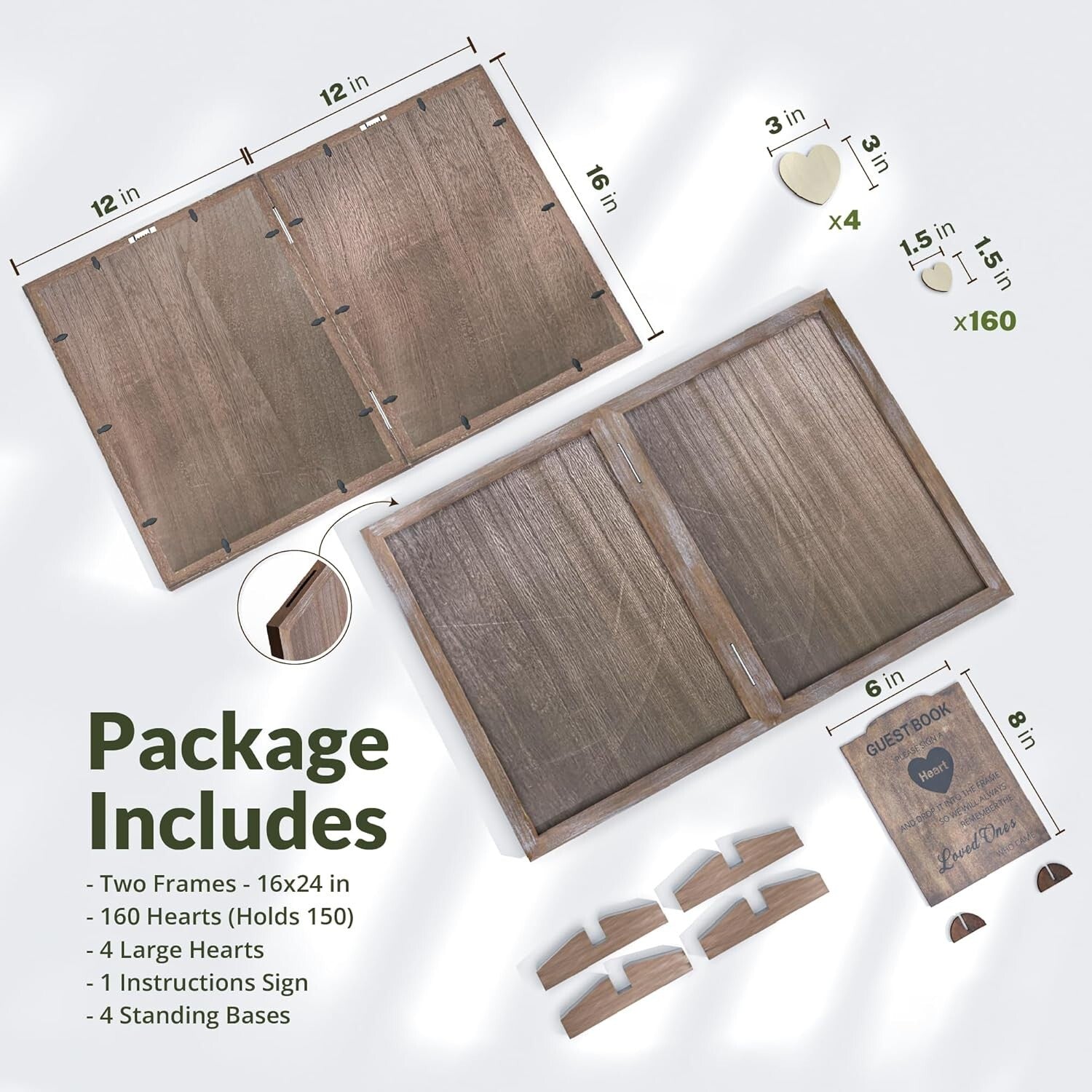 Customizable Rustic Heart Drop Box Guest Book for Wedding Receptions - 17x13in