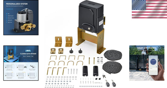 Automatic Electric Gate Opener Kit with App Control - 40 ft, 1400 lb Capacity