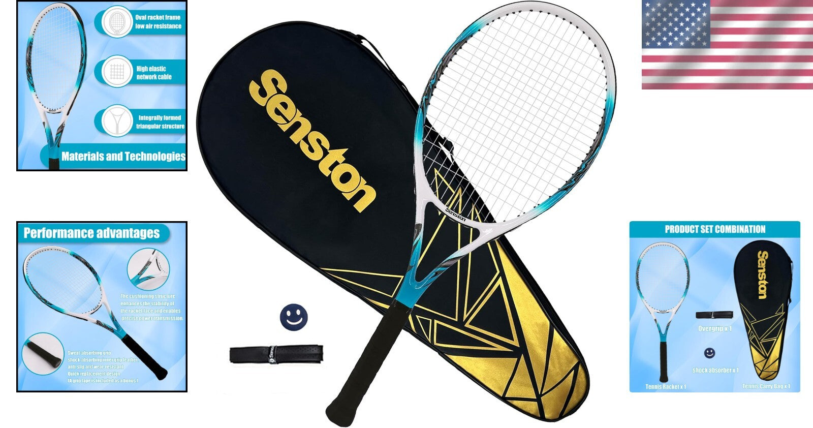 Beginner-Friendly 27-Inch Aluminum Tennis Racket with Shock Absorbing Grip