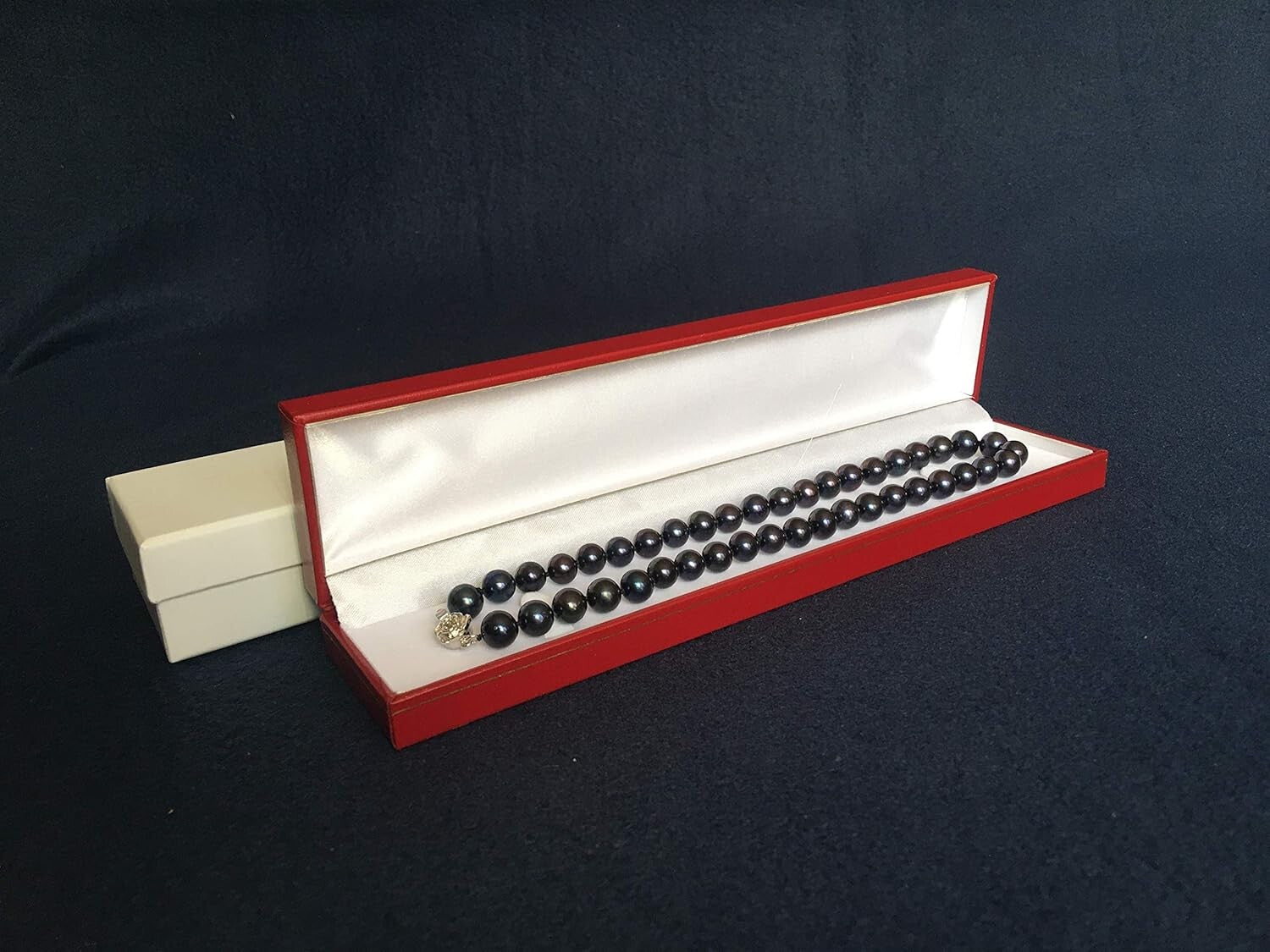 Double Knotted 16-Inch Black Pearl Choker with Sterling Silver Clasp, Gift-Ready