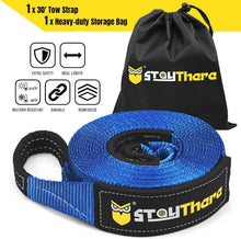 Load image into Gallery viewer, Heavy-Duty 3'' x 30 ft Recovery Tow Strap - 30,000 lb Capacity with Storage Bag